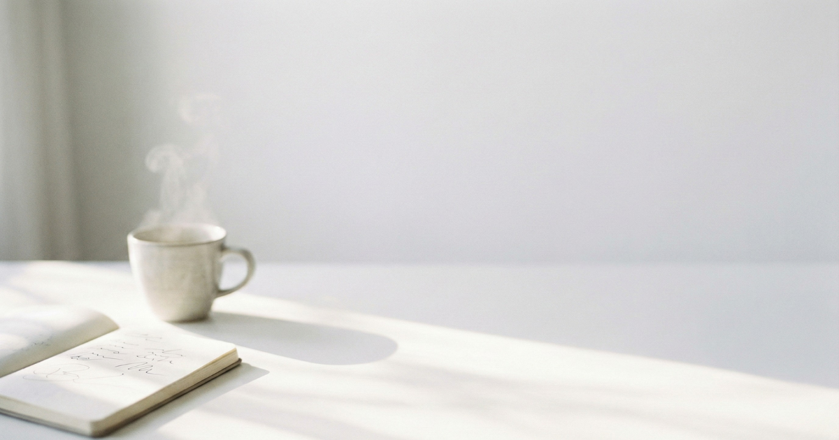 朝の光が差し込む机とコーヒーとノート｜感情コスパを整えるイメージ